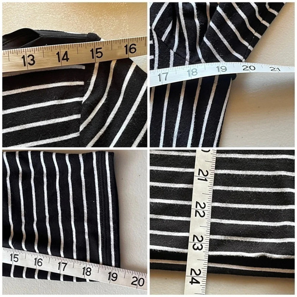 WHBM striped black tunic blouse preppy nautical casual capsule modest mature M - Picture 6 of 10